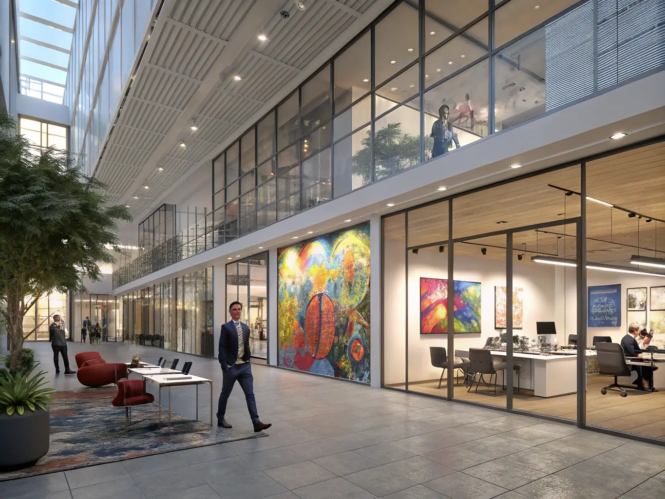 An image of a newly renovated commercial space, highlighting modern design elements and functional layout, suitable for a business environment.